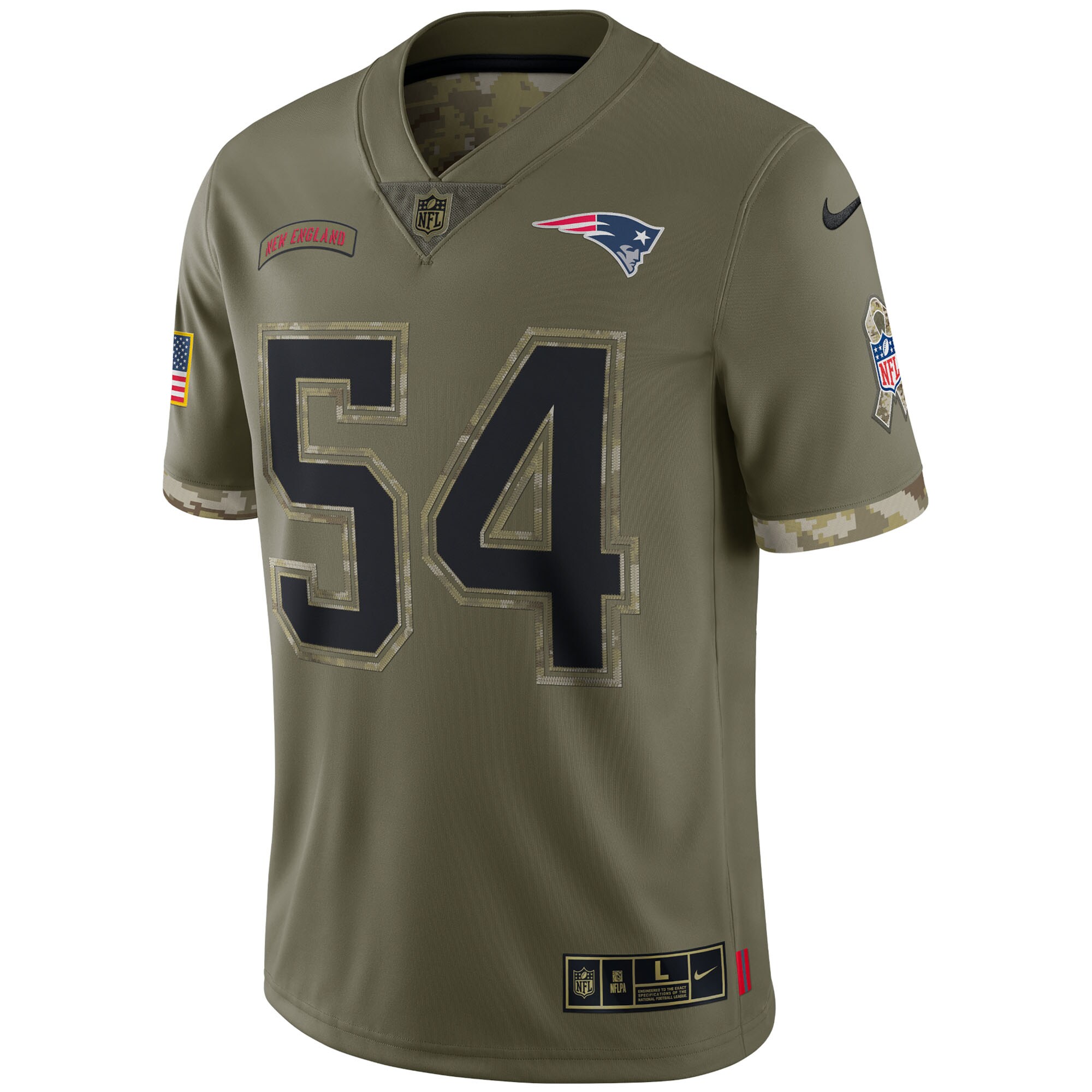 Men's New England Patriots Tedy Bruschi Nike Olive 2022 Salute To Service Retired Player Limited Jersey