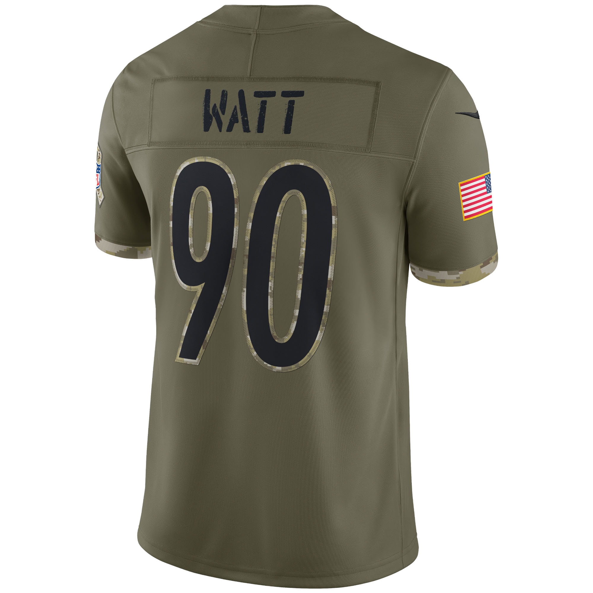 Men's Pittsburgh Steelers T.J. Watt Nike Olive 2022 Salute To Service Limited Jersey