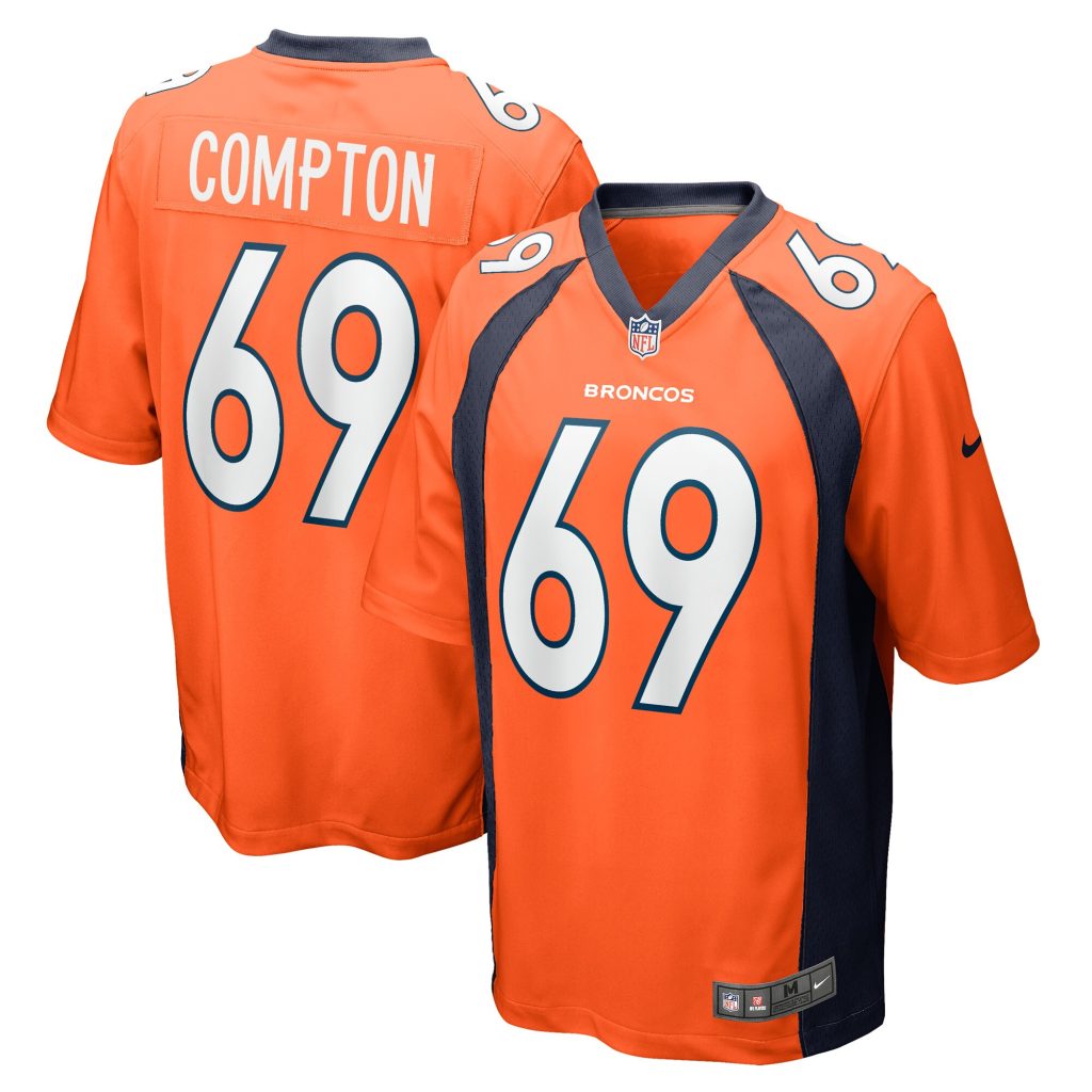 Men's Denver Broncos Tom Compton Nike Orange Game Player Jersey
