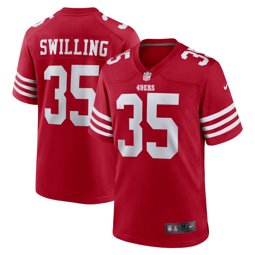 Men's San Francisco 49ers Tre Swilling Nike Scarlet Team Game Jersey