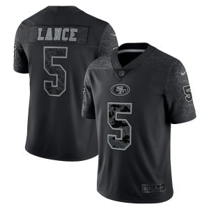 Men's San Francisco 49ers Trey Lance Nike Black RFLCTV Limited Jersey