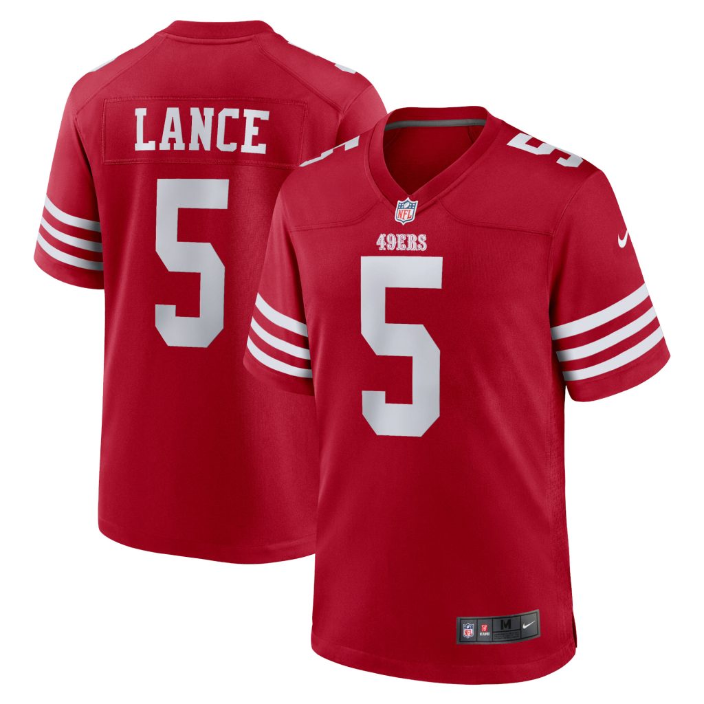 Men's San Francisco 49ers Trey Lance Nike Scarlet Team Game Jersey