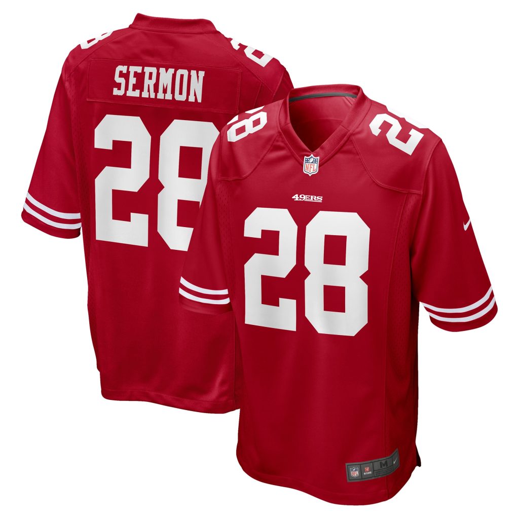 Men's Nike Trey Sermon Scarlet San Francisco 49ers 2021 NFL Draft Pick Game Jersey