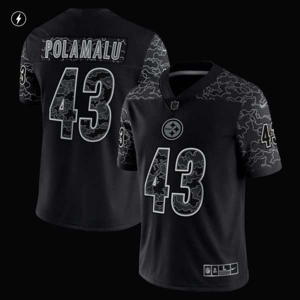 Men's Pittsburgh Steelers Troy Polamalu Nike Black Retired Player RFLCTV Limited Jersey