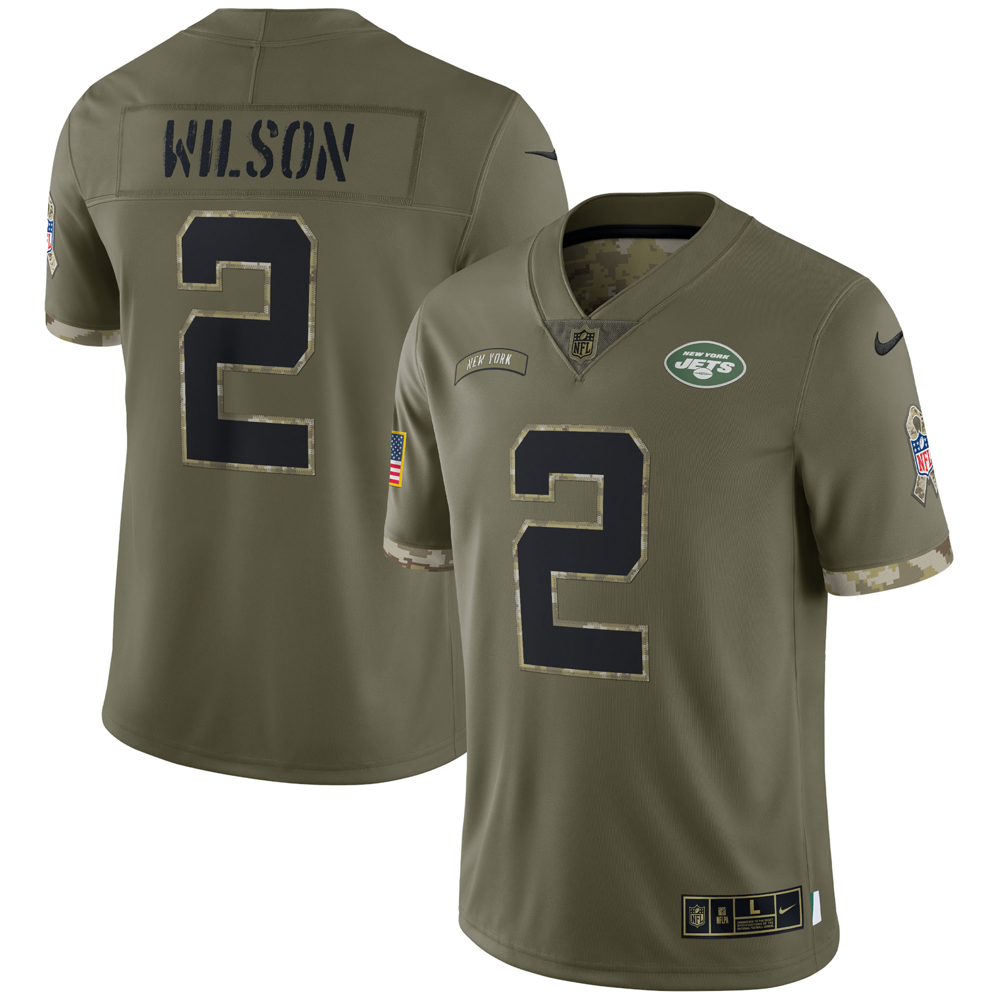 Men's New York Jets Nike Olive 2022 Salute To Service Limited Jersey