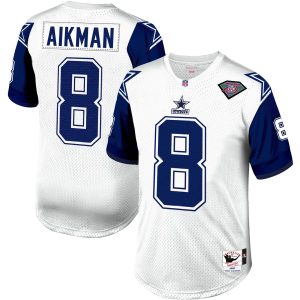 Men's Dallas Cowboys Troy Aikman Mitchell & Ness White/Navy 1994 Authentic Retired Player Jersey