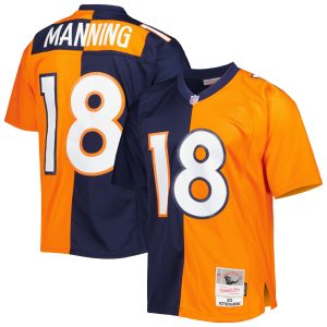 Men's Denver Broncos Peyton Manning Mitchell & Ness Navy/Orange 2015 Split Legacy Replica Jersey