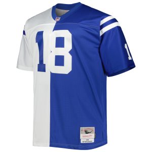 Men's Indianapolis Colts Peyton Manning Mitchell & Ness White/Royal Big & Tall Split Legacy Retired Player Replica Jersey