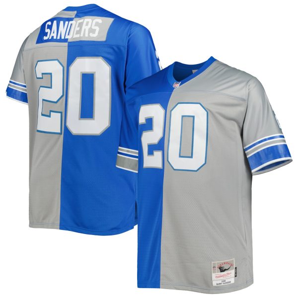 Men's Detroit Lions Barry Sanders Mitchell & Ness Blue/Silver Big & Tall Split Legacy Retired Player Replica Jersey