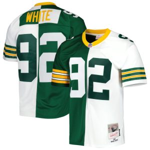 Men's Green Bay Packers Reggie White Mitchell & Ness Green/White 1996 Split Legacy Replica Jersey