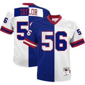 Men's New York Giants Lawrence Taylor Mitchell & Ness Royal/White Big & Tall Split Legacy Retired Player Replica Jersey