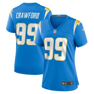 Women's Los Angeles Chargers Aaron Crawford Nike Powder Blue Home Game Player Jersey