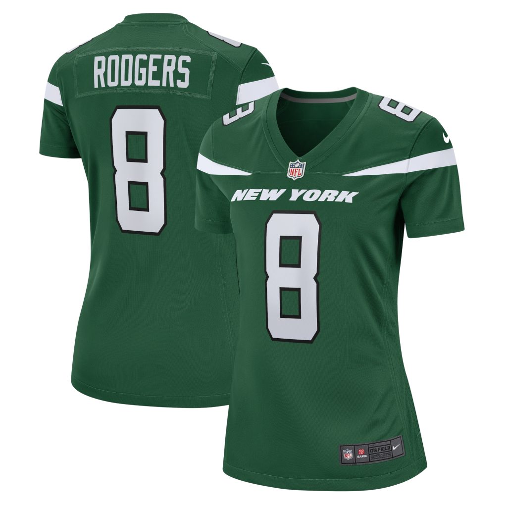 Women's New York Jets Aaron Rodgers Nike Gotham Green Game Jersey