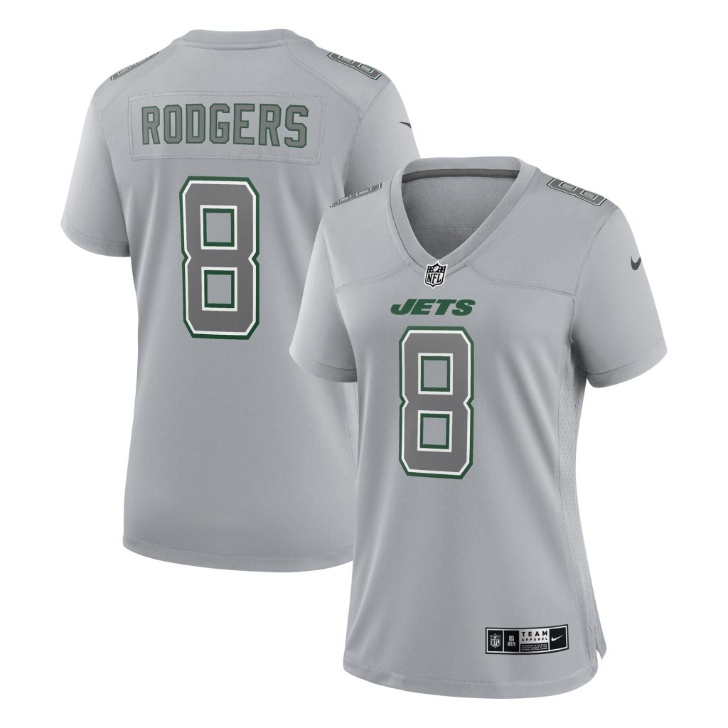Women's New York Jets Aaron Rodgers Nike Heather Gray Atmosphere Fashion Game Jersey