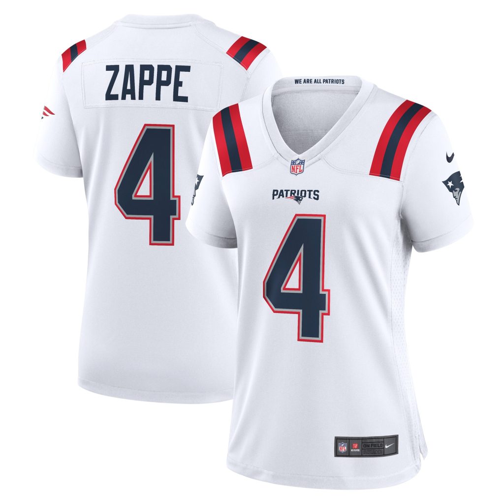 Women's New England Patriots Bailey Zappe Nike White Game Player Jersey