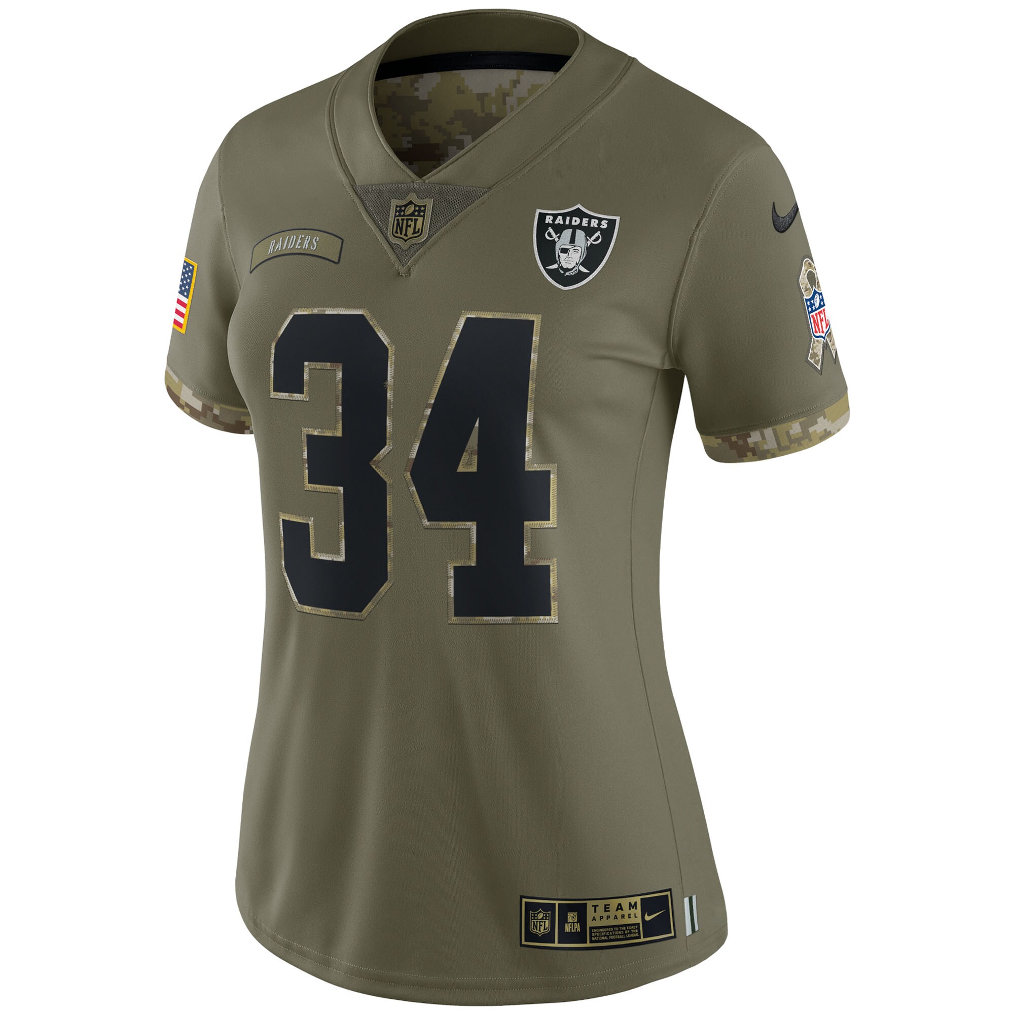 Women's Las Vegas Raiders Bo Jackson Nike Olive 2022 Salute To Service Retired Player Limited Jersey