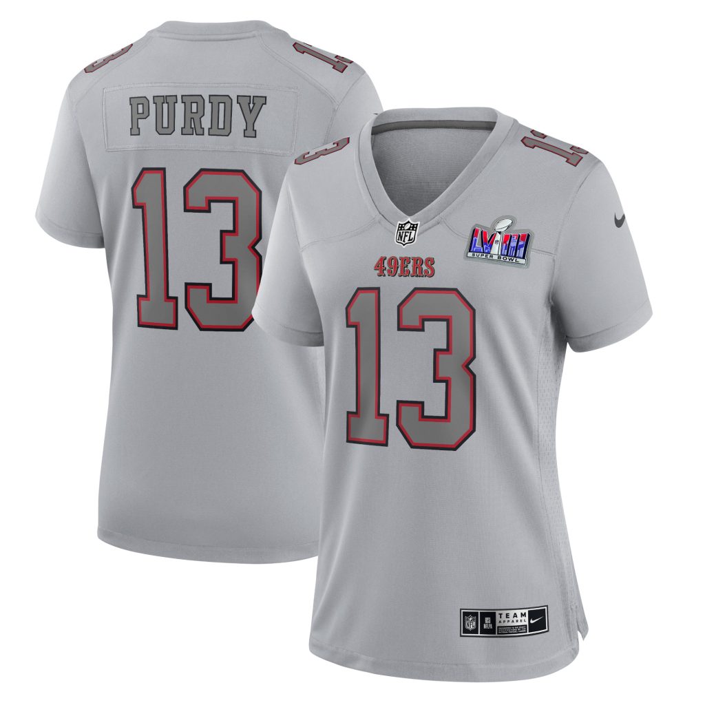Brock Purdy San Francisco 49ers Nike Women's Super Bowl LVIII Atmosphere Fashion Game Jersey - Gray