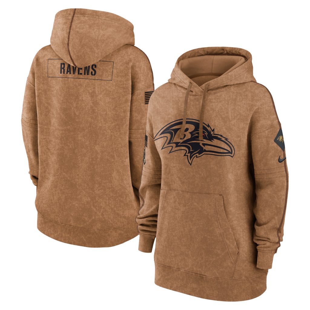 Baltimore Ravens Nike Women's 2023 Salute to Service Pullover Hoodie - Brown