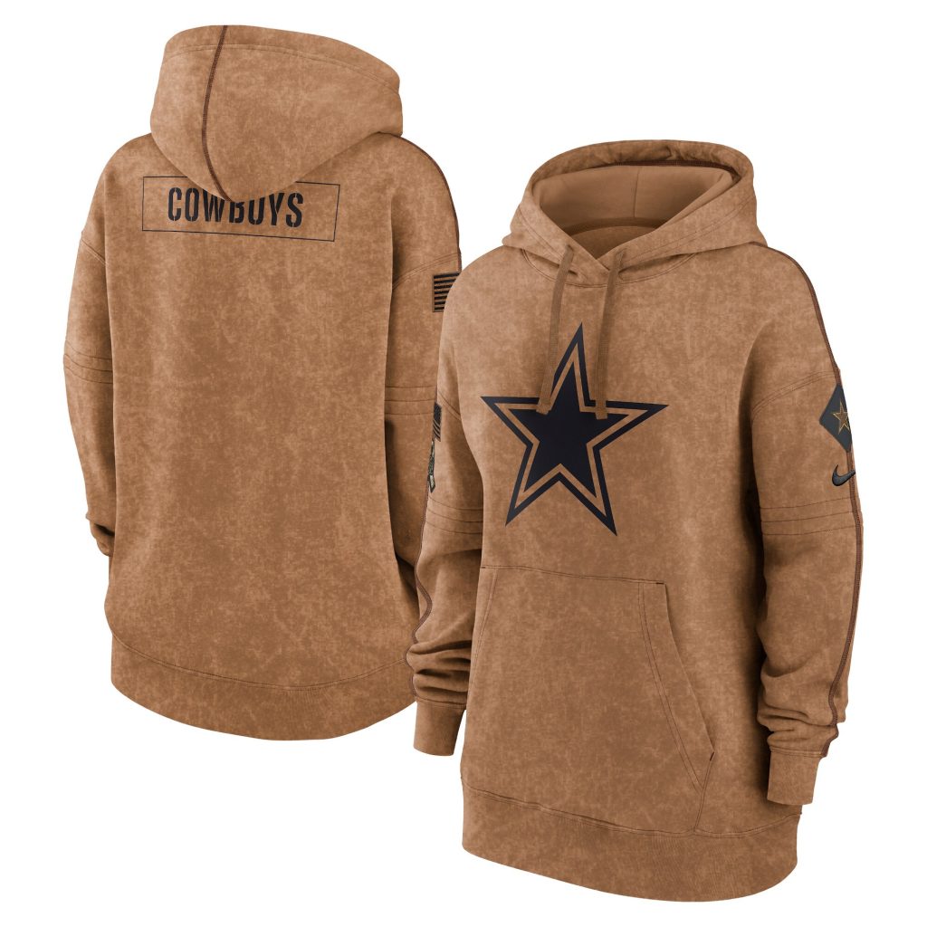 Dallas Cowboys Nike Women's 2023 Salute to Service Pullover Hoodie - Brown