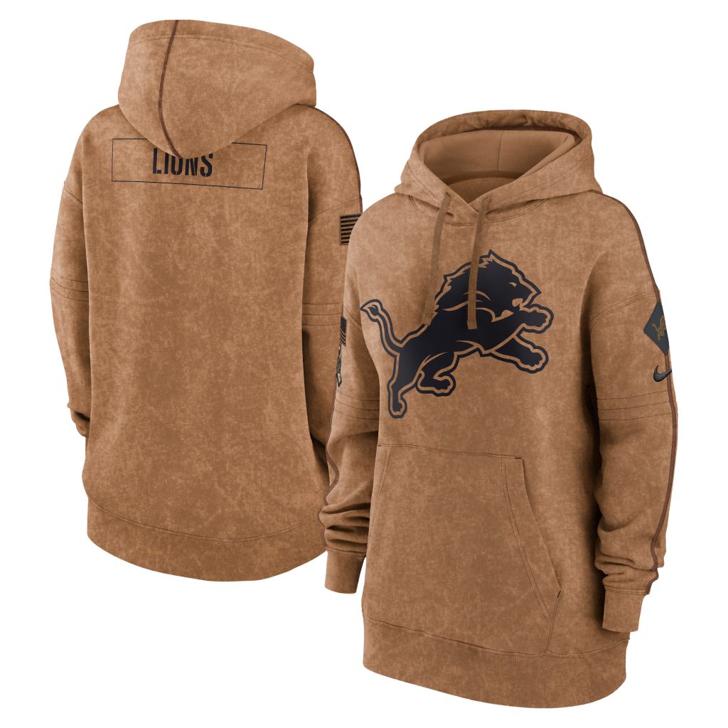 Detroit Lions Nike Women's 2023 Salute to Service Pullover Hoodie - Brown