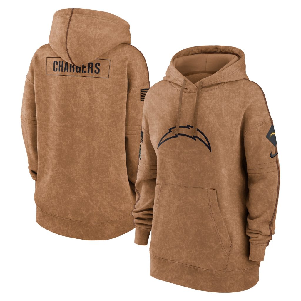 Los Angeles Chargers Nike Women's 2023 Salute to Service Pullover Hoodie - Brown