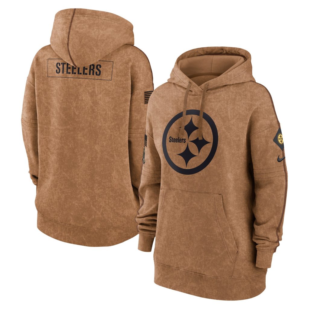 Pittsburgh Steelers Nike Women's 2023 Salute to Service Pullover Hoodie - Brown