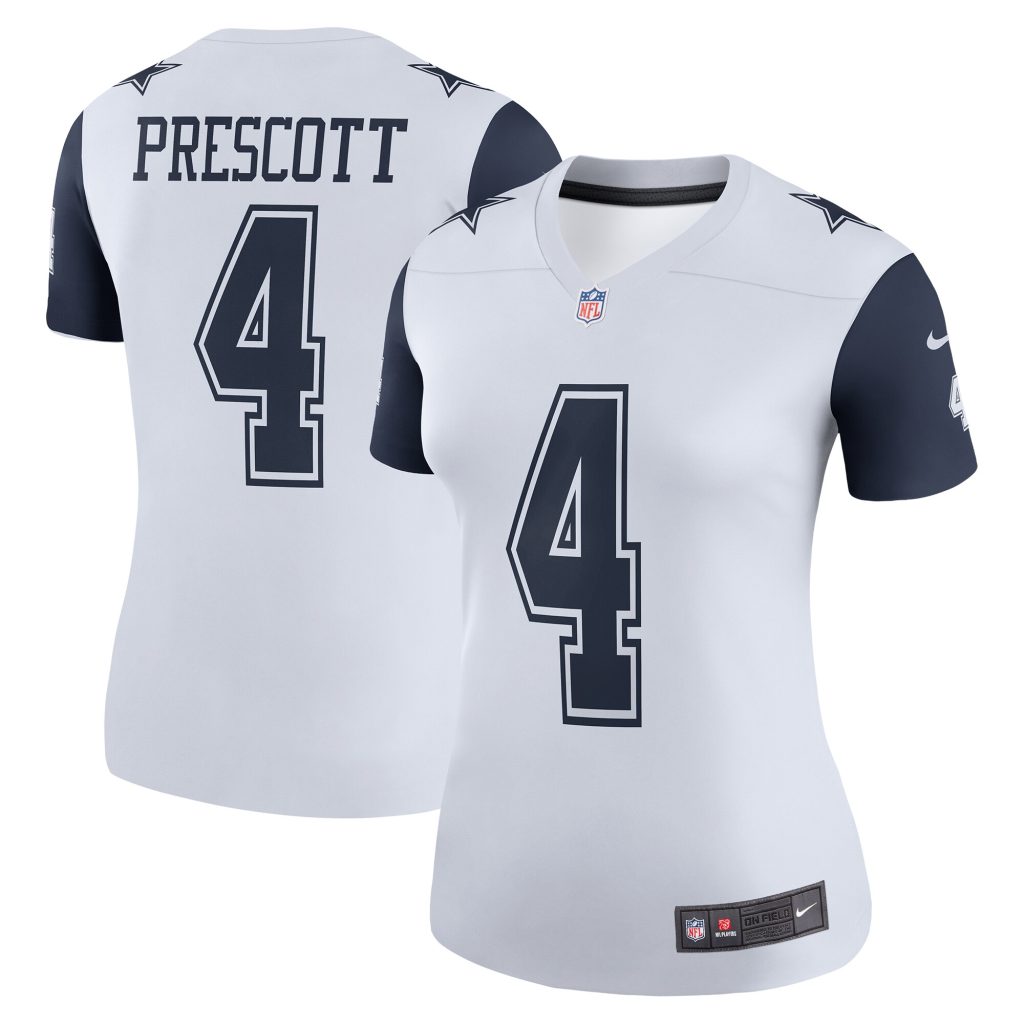 Women's Dallas Cowboys Dak Prescott Nike White Color Rush Legend Player Jersey
