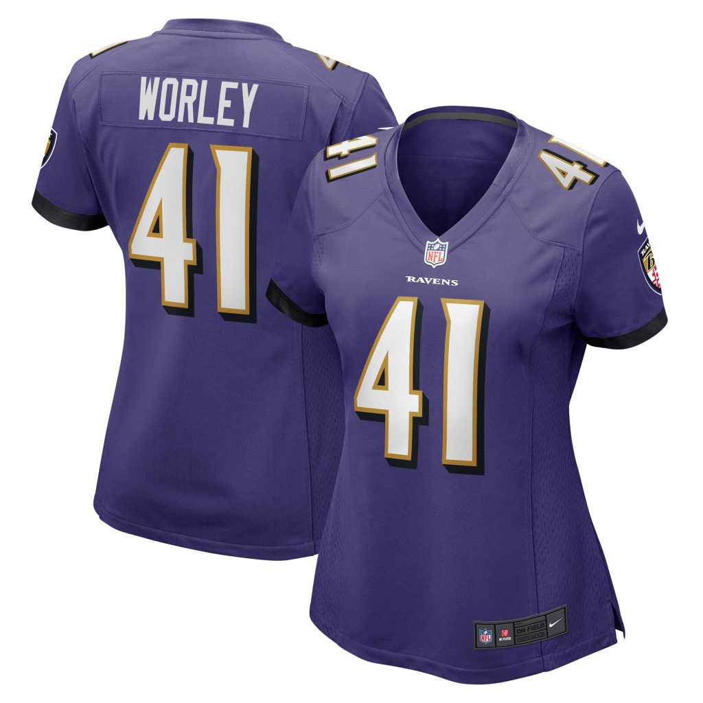 Women's Baltimore Ravens Daryl Worley Nike Purple Game Player Jersey