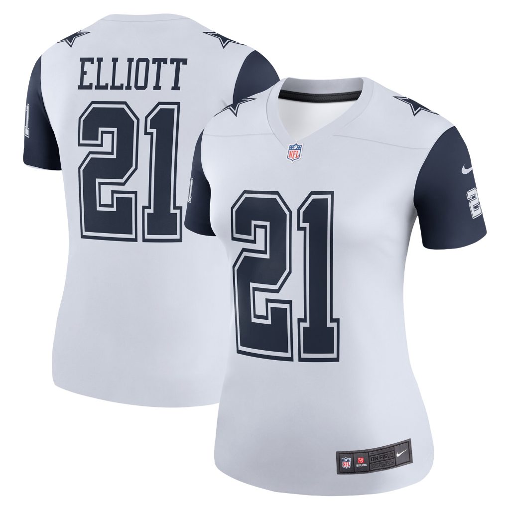 Women's Dallas Cowboys Ezekiel Elliott Nike White Color Rush Legend Player Jersey