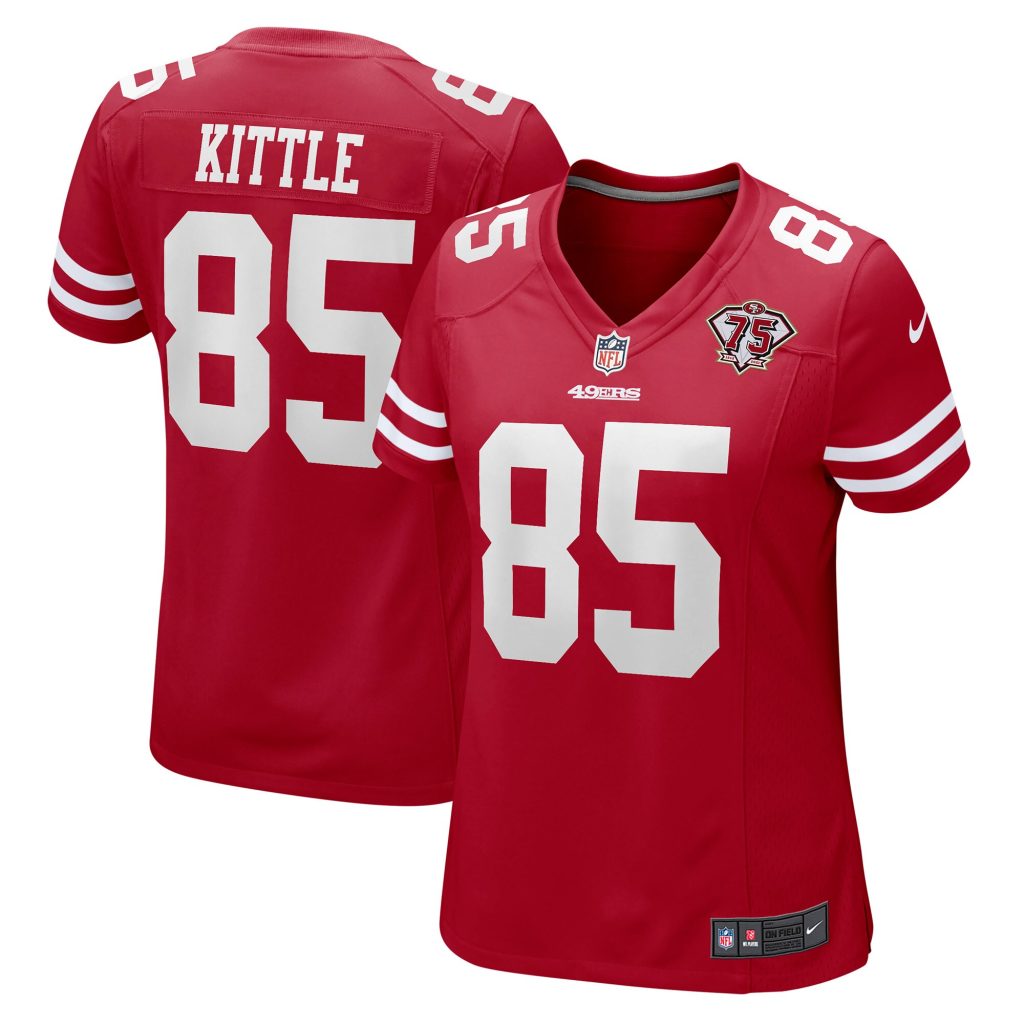 Women's San Francisco 49ers George Kittle Nike Scarlet 75th Anniversary Game Player Jersey