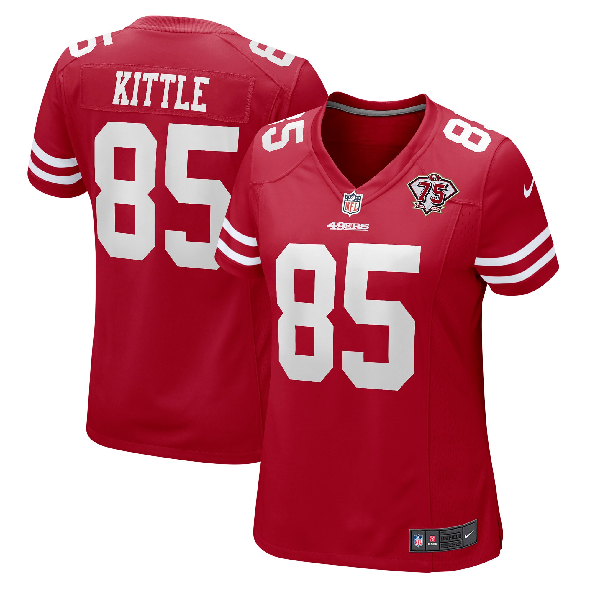 Women's San Francisco 49ers George Kittle Nike Scarlet 75th Anniversary ...