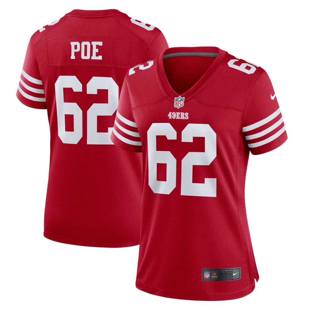 Women's San Francisco 49ers Jason Poe Nike Scarlet Game Player Jersey