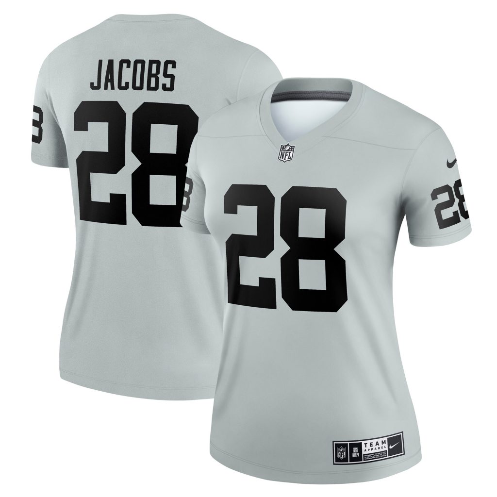 Women's Las Vegas Raiders Josh Jacobs Nike Silver Inverted Legend Jersey