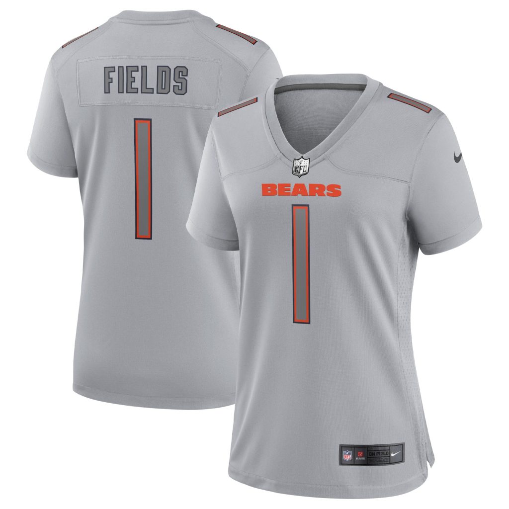 Women's Chicago Bears Justin Fields Nike Gray Atmosphere Fashion Game Jersey