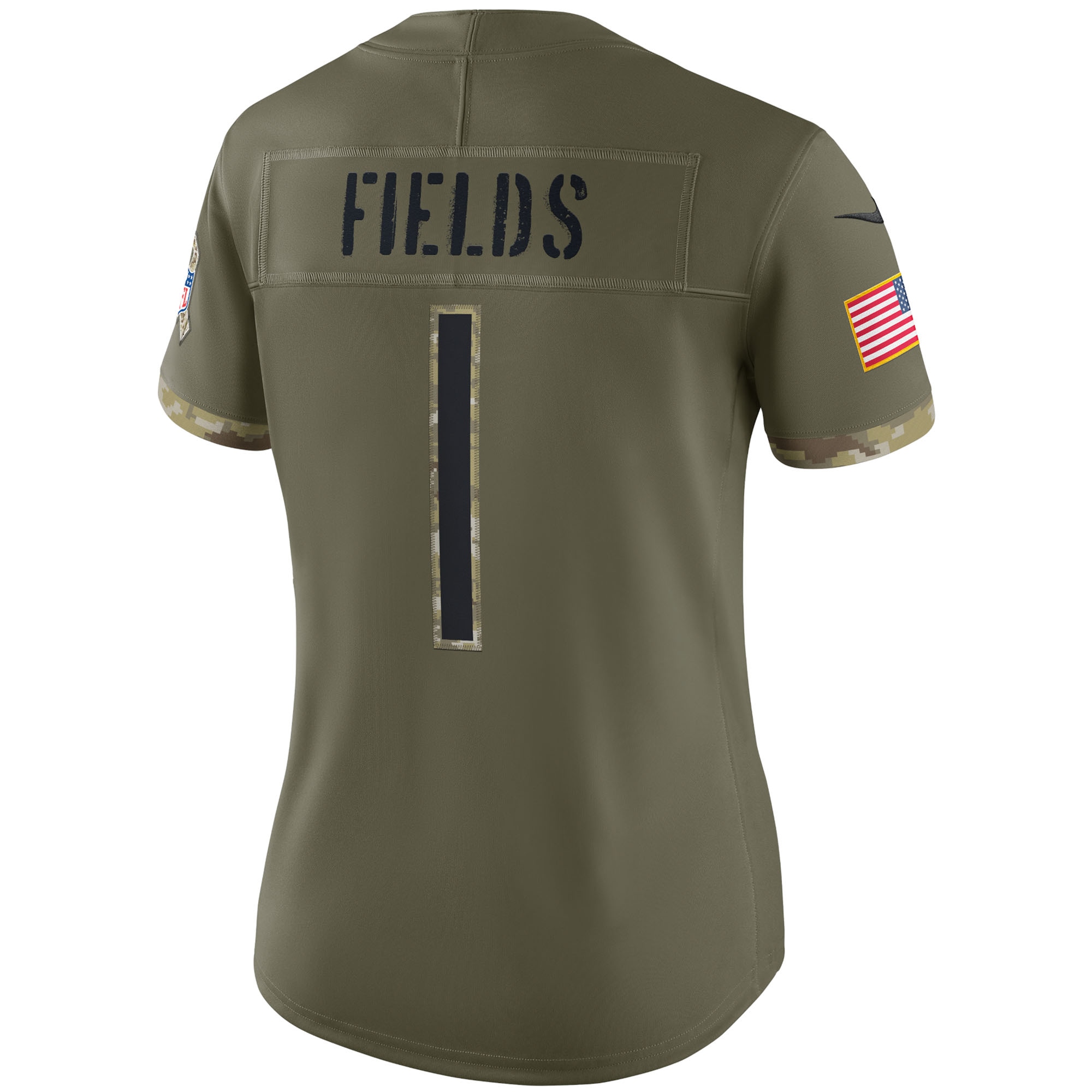Women's Chicago Bears Justin Fields Nike Olive 2022 Salute To Service Limited Jersey