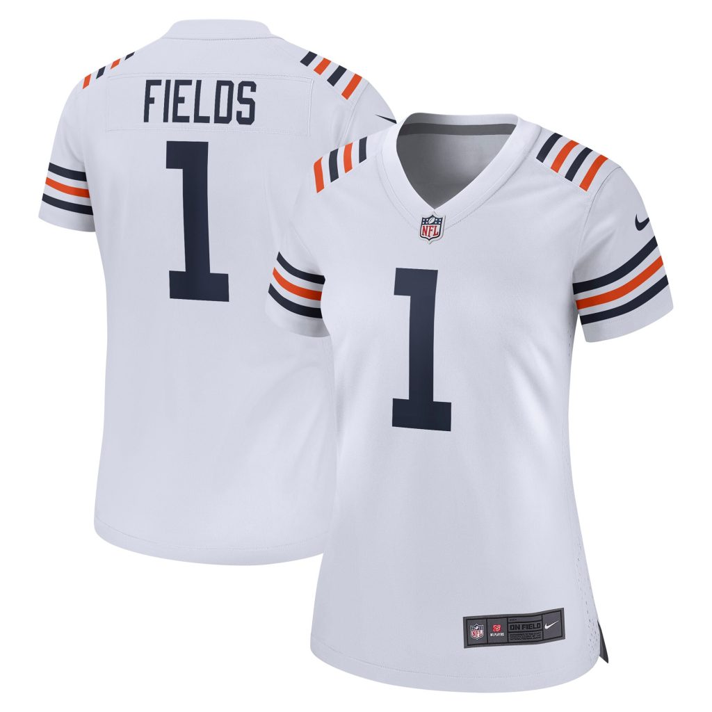 Women's Chicago Bears Justin Fields Nike White 2021 NFL Draft First Round Pick Alternate Classic Game Jersey