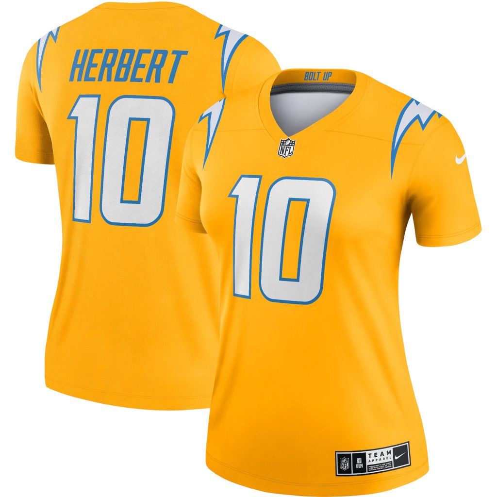 Women's Los Angeles Chargers Justin Herbert Nike Gold Inverted Legend Jersey