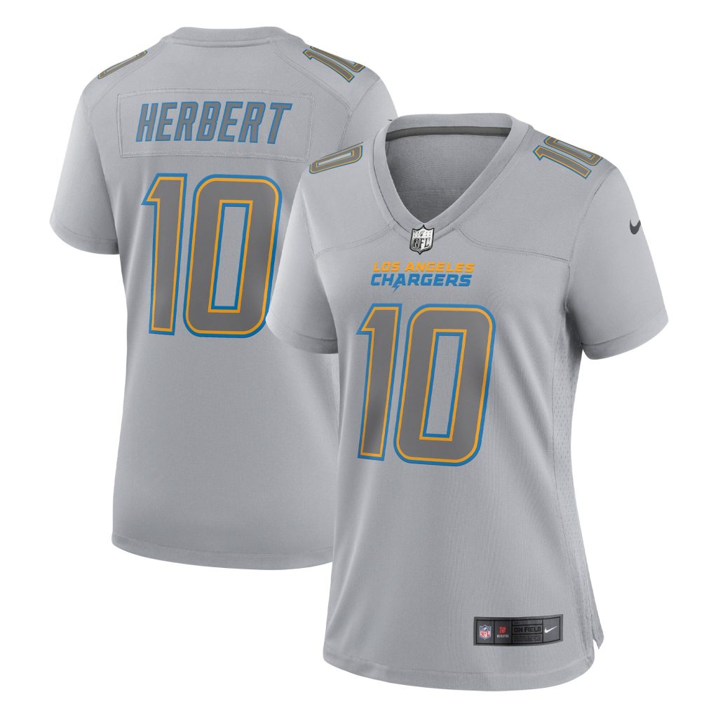 Women's Los Angeles Chargers Justin Herbert Nike Gray Atmosphere Fashion Game Jersey