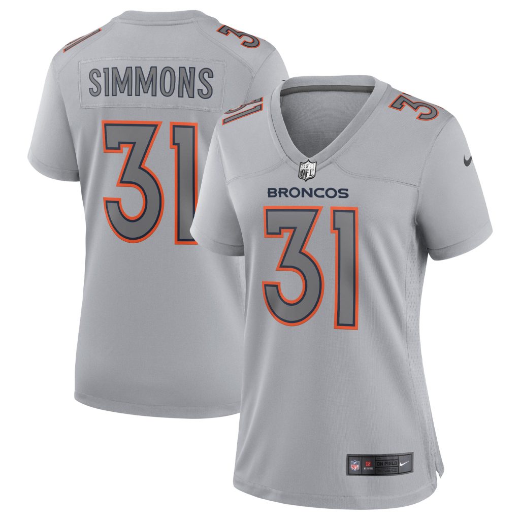 Women's Denver Broncos Justin Simmons Nike Gray Atmosphere Fashion Game Jersey