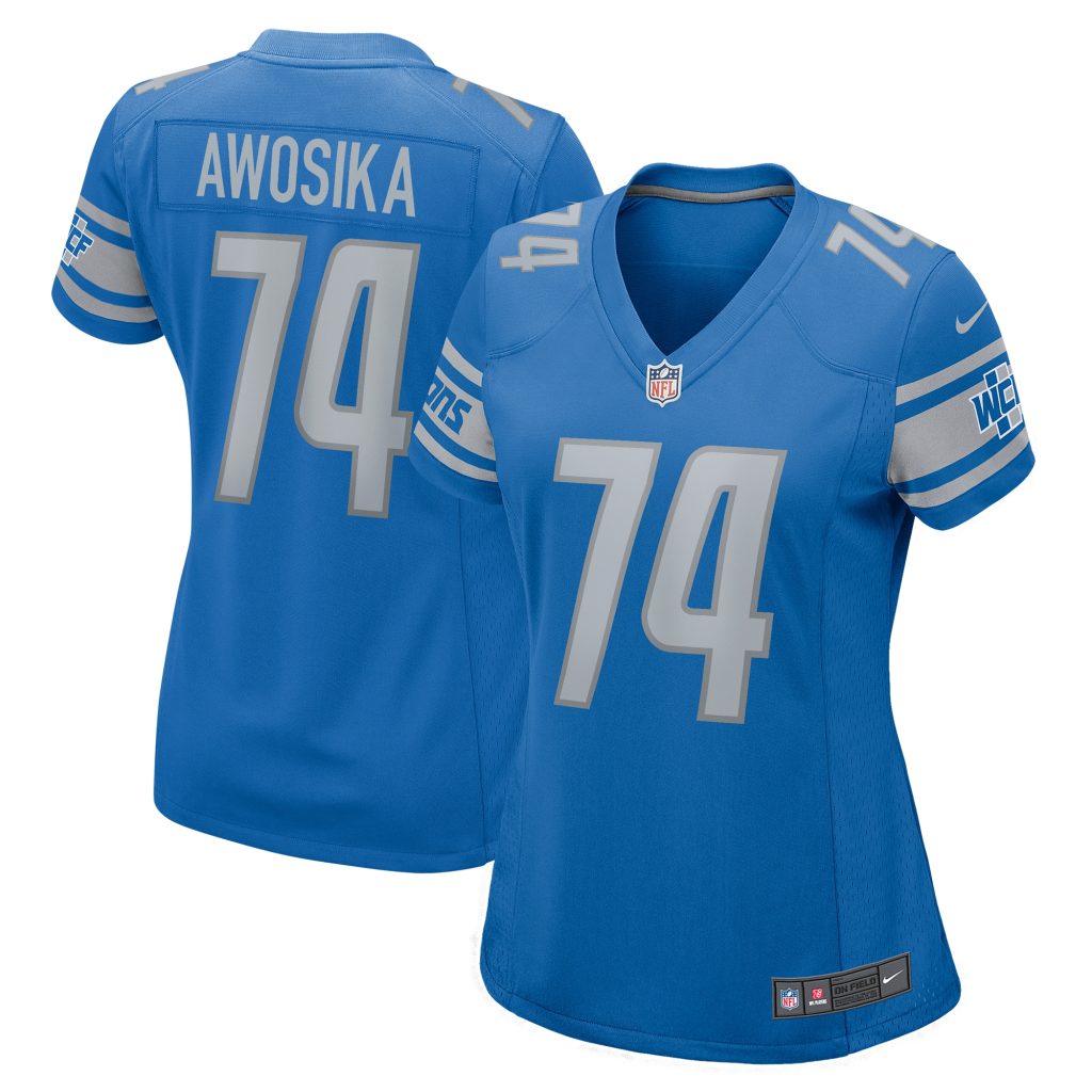Women's Detroit Lions Kayode Awosika Nike Blue Home Game Player Jersey