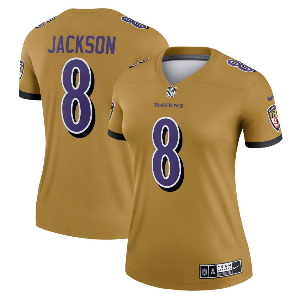 Women's Baltimore Ravens Lamar Jackson Nike Gold Inverted Legend Jersey