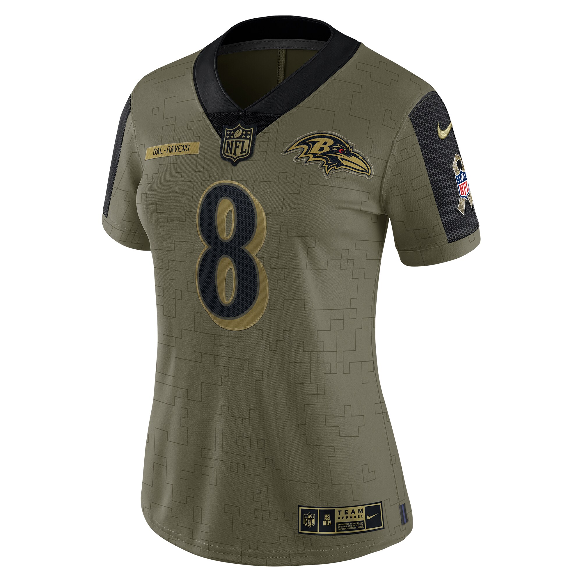 Women's Baltimore Ravens Lamar Jackson Nike Olive 2021 Salute To ...