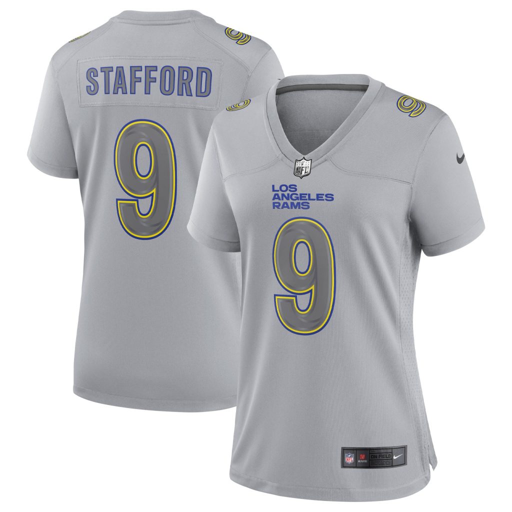 Women's Los Angeles Rams Matthew Stafford Nike Gray Atmosphere Fashion Game Jersey