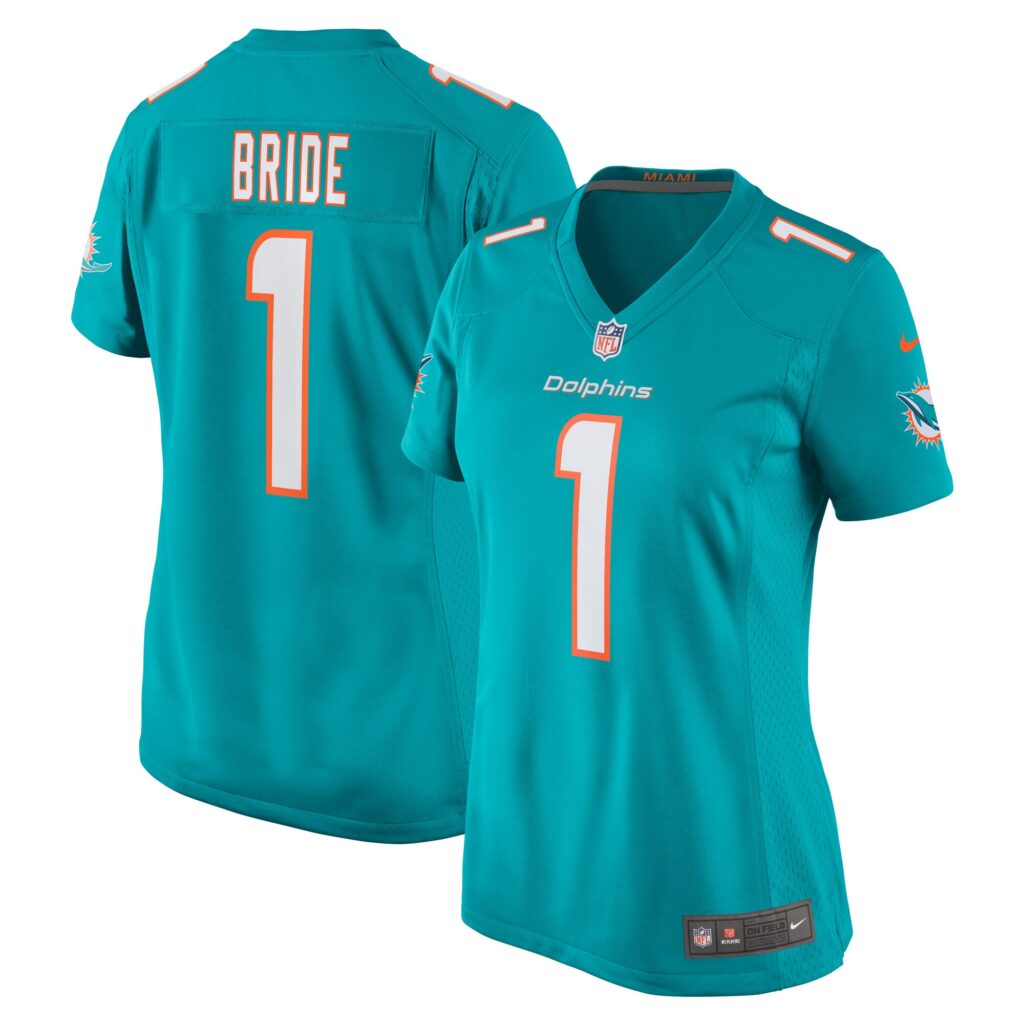 Number 1 Bride Miami Dolphins Nike Women's Game Jersey - Aqua