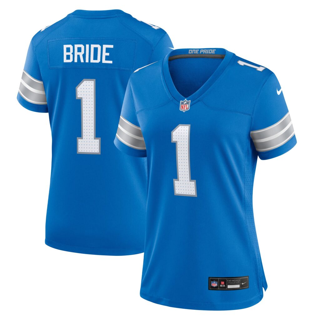 Number 1 Bride Detroit Lions Nike Women's Game Jersey - Blue