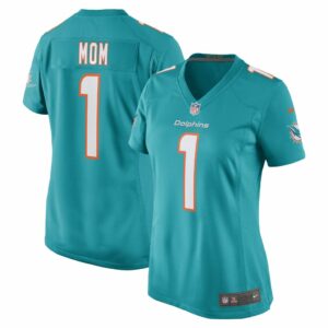Women's Miami Dolphins Number 1 Mom Nike Aqua Game Jersey