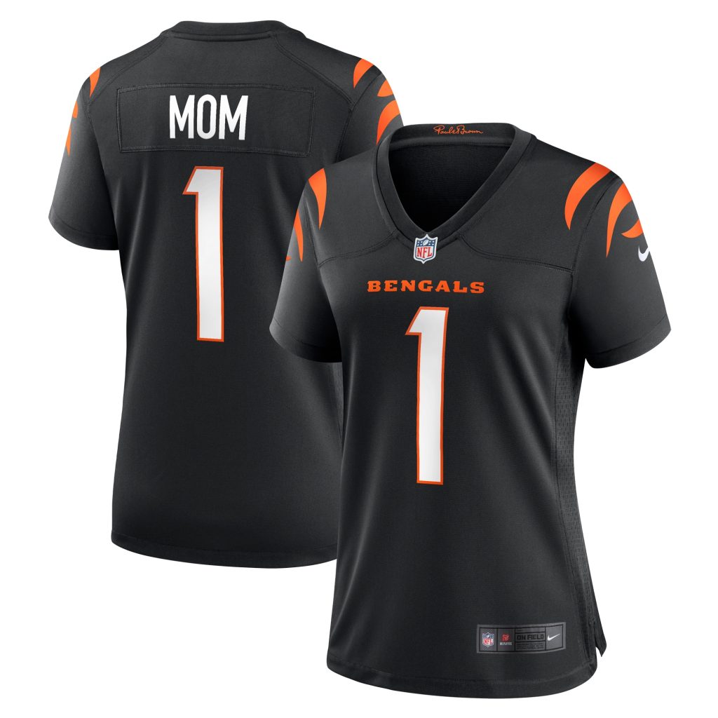 Women's Cincinnati Bengals Number 1 Mom Nike Black Game Jersey
