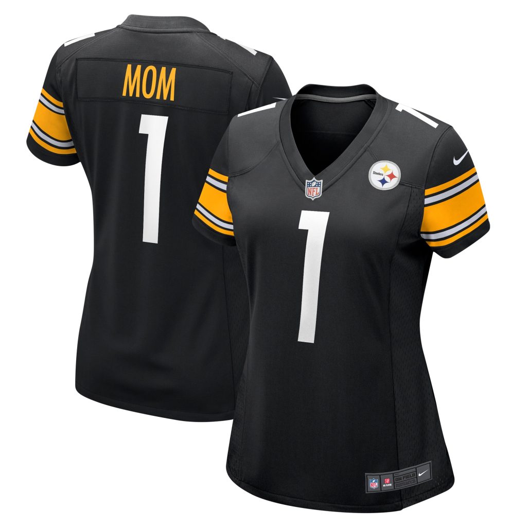 Women's Pittsburgh Steelers Number 1 Mom Nike Black Game Jersey