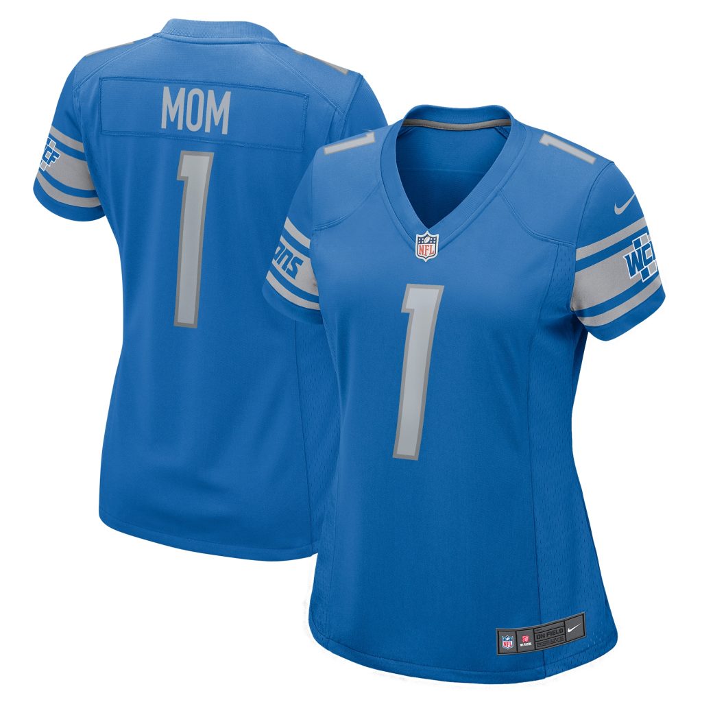 Women's Detroit Lions Number 1 Mom Nike Blue Game Jersey