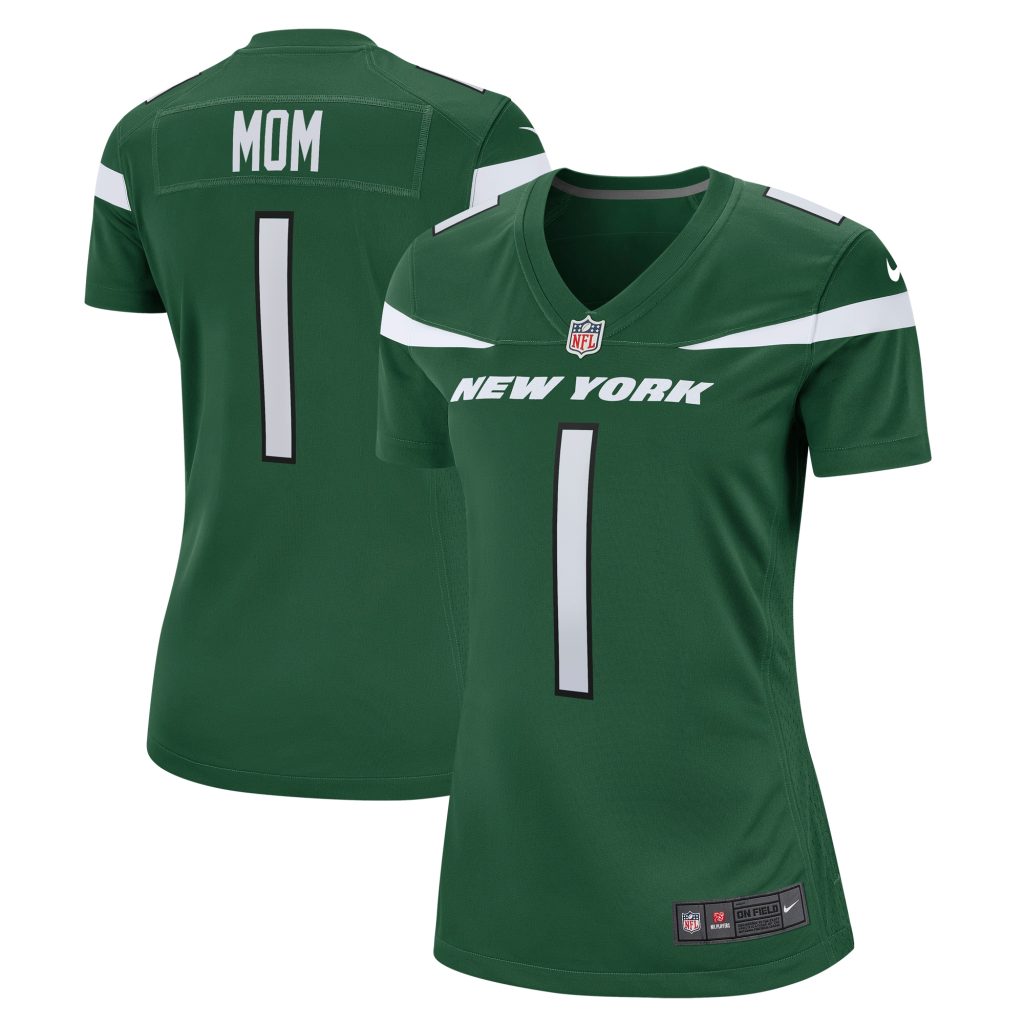 Women's New York Jets Number 1 Mom Nike Gotham Green Game Jersey